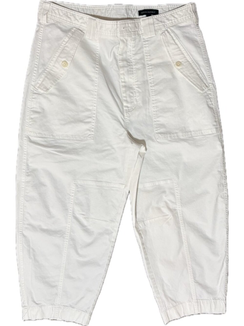 Banana Republic 14 The Barrel Pant White Tapered Cropped Cargo High Waist